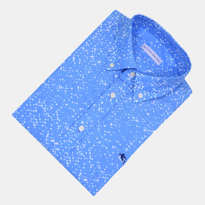 ETRO SHIRT WITH MICRO DOT PATTERN BLUE