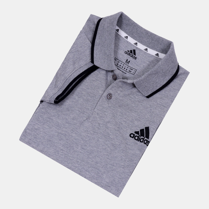 Adidas Pique Cotton Polo T-Shirt (Grey)