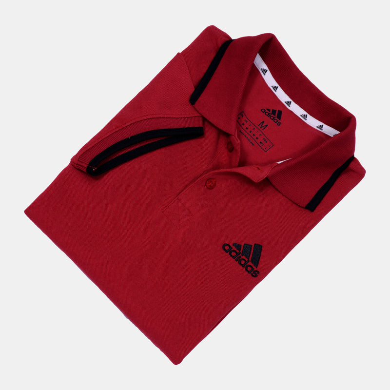 Adidas Pique Cotton Polo T-Shirt (Red)