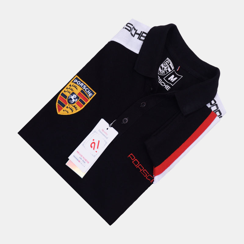 Porsche Short Sleeve Polo T-Shirt (Black)