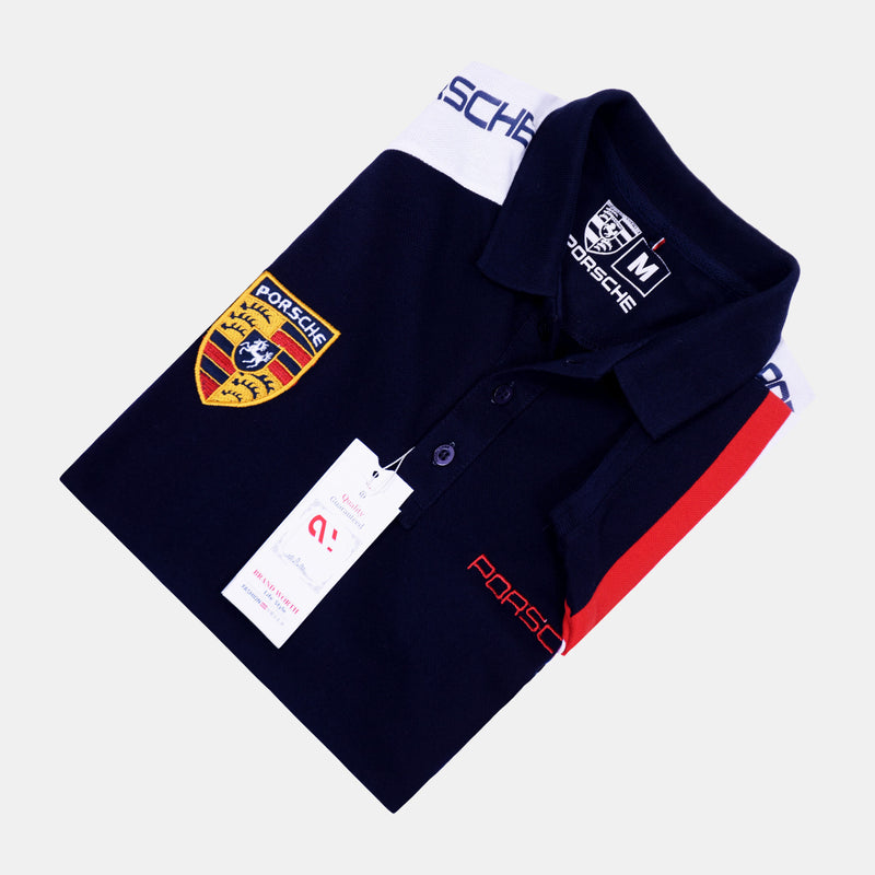 Porsche Short Sleeve Polo T-Shirt (Navy)