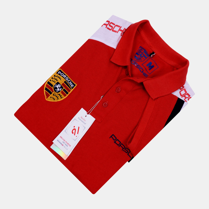 Porsche Short Sleeve Polo T-Shirt (Red)