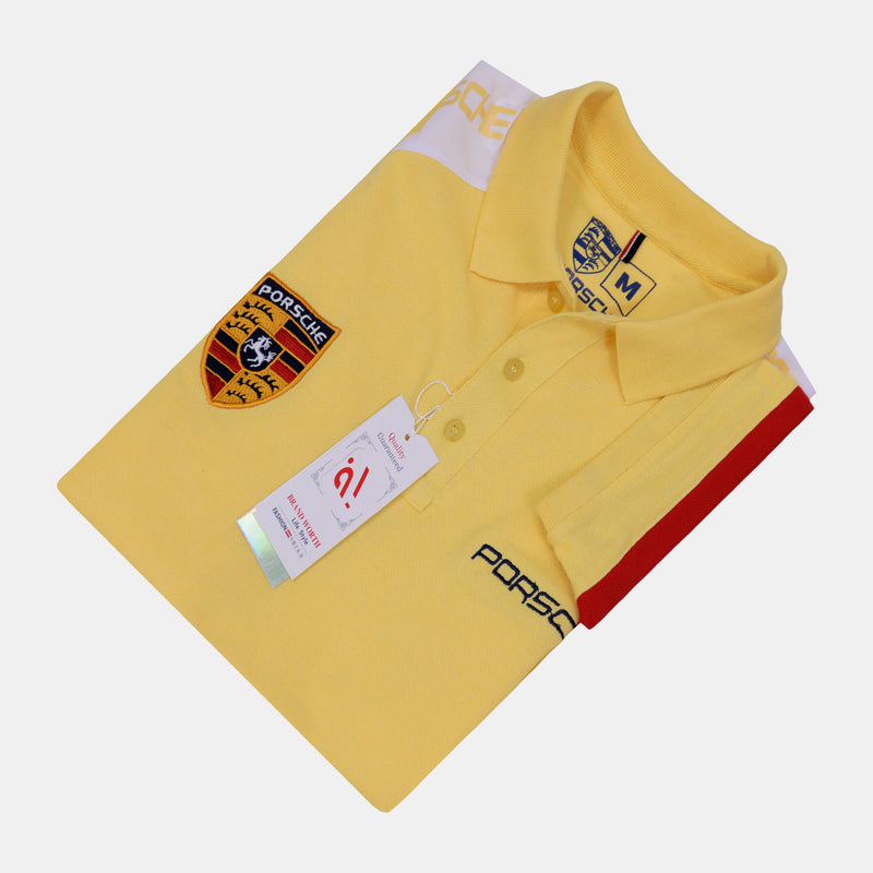 Porsche Short Sleeve Polo T-Shirt (Yellow)