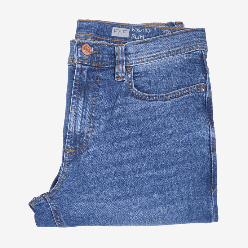 F&F Slim-Fit Traditional Blue Stretch Jeans