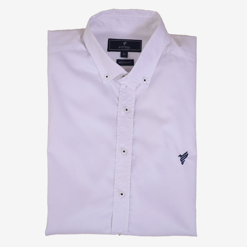 Fitted White Shirt Small Logo On Chest Slim-Fit (All Season Fabric)