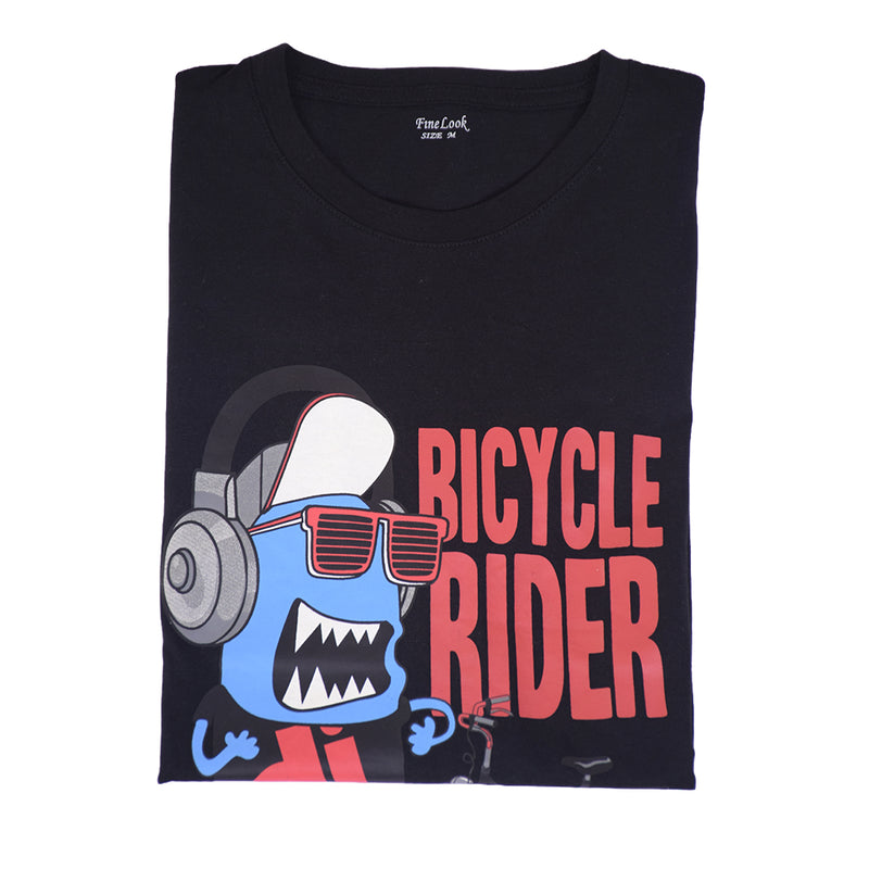Fine Look 100% Cotton T-Shirt Bicycle Rider Printing