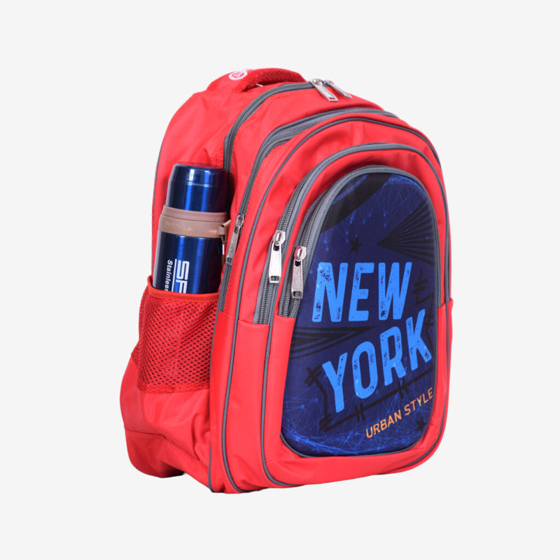 School Bag Red New York Printed
